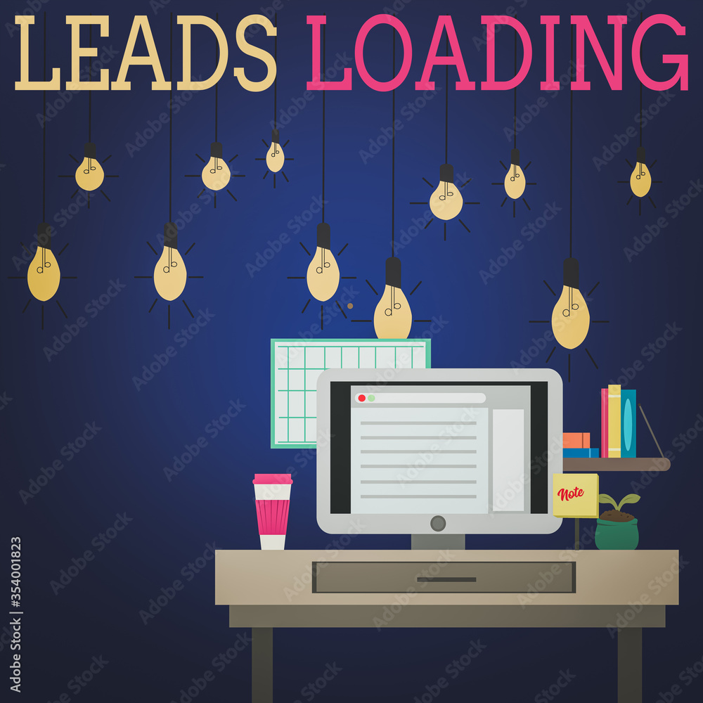 Poster word writing text leads loading. business photo showcasing initiating customer regards with the gene