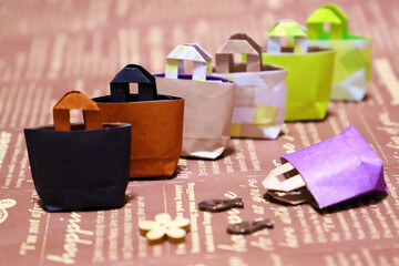 折り紙の可愛いミニチュア買い物エコバッグ