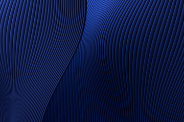 Naklejka premium 3d rendering, Abstract wall wave architecture blue luxury background , Blue luxury background for presentation, portfolio, website