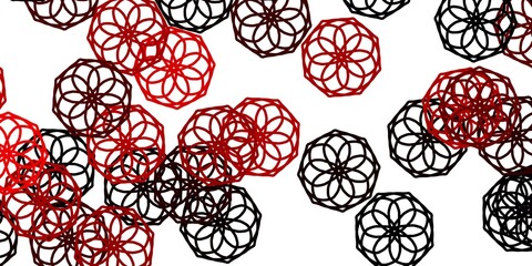 Light Red vector doodle pattern with flowers.