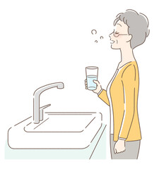 うがいをする女性