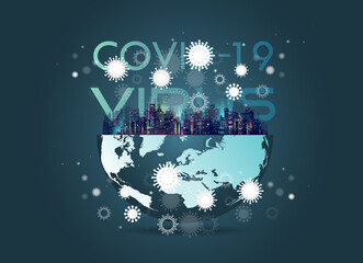 Obraz premium Virus attack world. Coronavirus outbreak in blue shades.