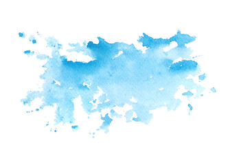 Abstract Blue Shades watercolor background, hand drawn painting on paper.