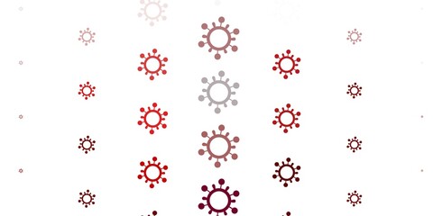 Light Red vector backdrop with virus symbols.