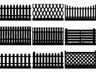 silhouette wooden fence set