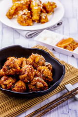 Fried chicken with kimchi korean food