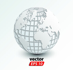 3d white world globe/ vector illustration