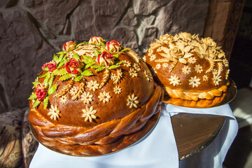 Two loaf of Ukrainian national bread for a wedding ceremony.
