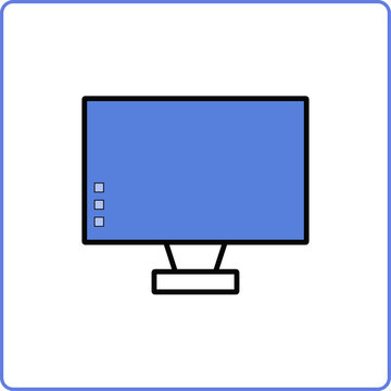 computer vector icon. monitor. one isolated object on a white background. logo, symbol. flat illustration.
