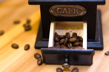 Coffee drawer half full with coffee beans