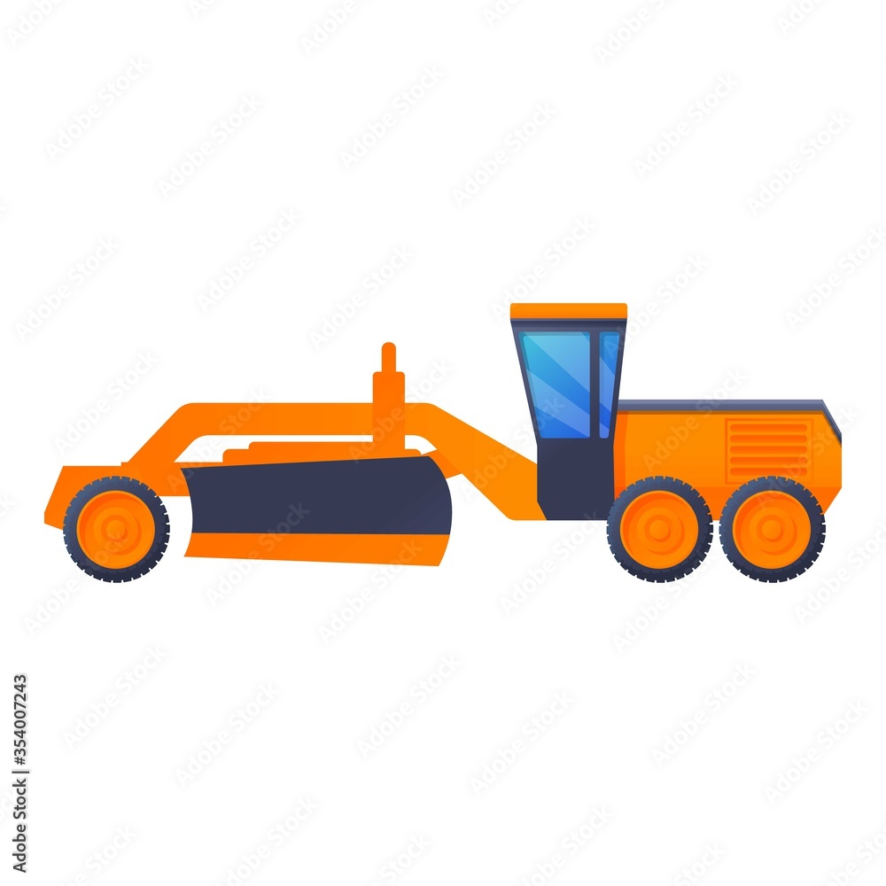 Poster construction grader machine icon. cartoon of construction grader machine vector icon for web design 