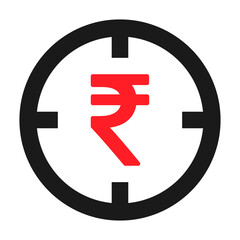 Target icon with money symbol for website etc. Web flat button, vector illustration