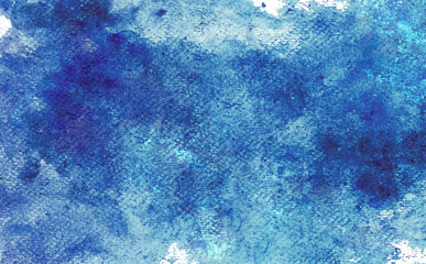 Fototapeta na wymiar Abstract Blue Shades watercolor background, vintage style, hand drawn painting on paper.