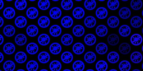 Dark BLUE vector pattern with coronavirus elements.