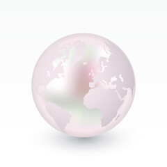 world globe in glossy pearl color