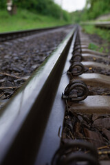Close up of rails, railroad