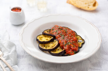 Aubergine with tomato sauce