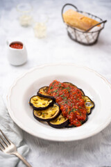 Aubergine with tomato sauce