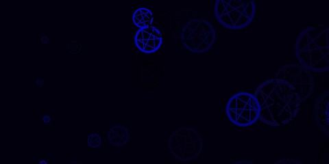 Light BLUE vector background with occult symbols.