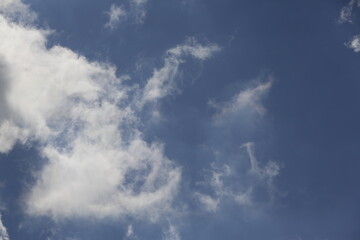 white fluffy clouds in the blue sky.