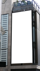 Big blank billboard on the building in the walking street in Copenhagen