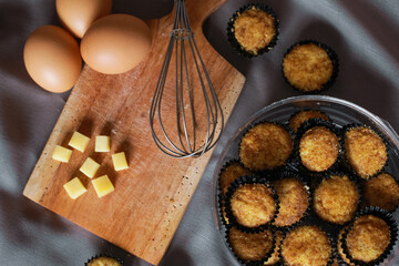 Fototapeta premium Palm Cheese cookies made from a mixture of flour, eggs, margarine, palm sugar and grated cheese. This is Indonesian Speciality Cookies For Eid al-Fitr called kue lebaran
