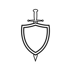 shield with sword icon vector design template
