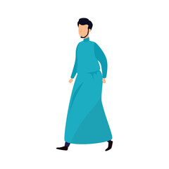 muslim man with traditional clothes on white background vector illustration design