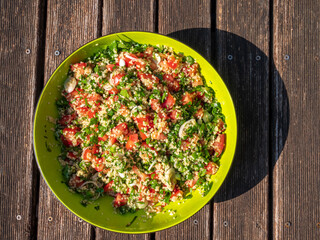 Close up view to Middle East Tabouleh appetizer