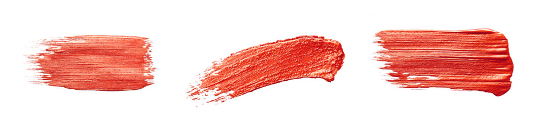 Set of abstract red paint smears. Beautiful red smears brushes