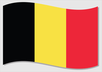 Waving flag of Belgium vector graphic. Waving Belgian flag illustration. Belgium country flag wavin in the wind is a symbol of freedom and independence.