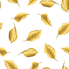 Seamless floral pattern with gold autumn foliage.