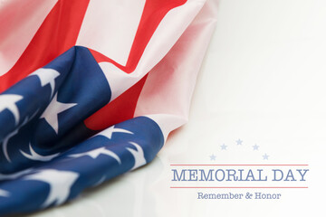 Fototapeta na wymiar The flag of the United Sates of America on a white background with memorial day