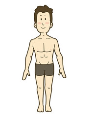 男性の人体のイラスト　正面　標準体型