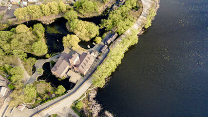 View of the castle Radomysl in the spring afternoon. Museum of Ukrainian Medic and Politics Olga Bogomolets