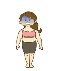 青ざめる女性の人体のイラスト　正面　肥満