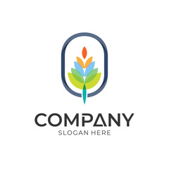 Colorful leaf floral logo vector illustration. Modern nature icon design template