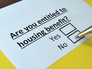 Fototapeta premium One person is answering question about housing benefit.