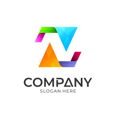 Colorful letter Z logo vector. Abstract initial letter vector design template