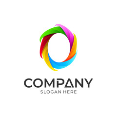Colorful letter O logo vector. Abstract initial letter vector design template