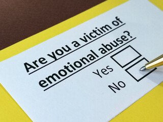 Fototapeta premium One person is answering question about emotional abuse.