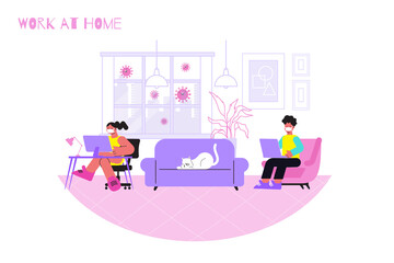Working Home Quarantine Composition