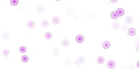 Light Purple vector doodle background with flowers.