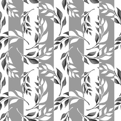 Floral seamless pattern with leaves. Decorative background with branches