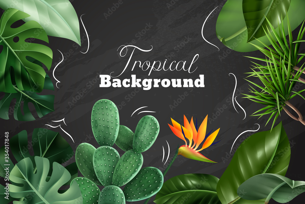 Sticker Colored Tropical Chalkboard