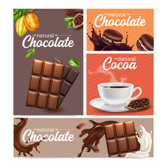 Cacao Realistic Banners Set