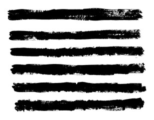 Vector set of grunge brush strokes for borders and edges. Black vector brush strokes collection. Black paint spots vector set.