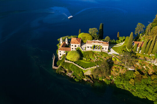 Villa del Balbianello, Town of Lenno, Lake Como, Italy, Aerial View