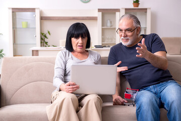 Old couple doing the online shopping