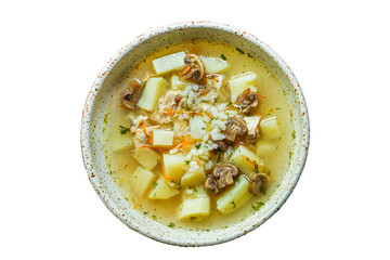 soup mushrooms and vegetables Menu concept serving size. food background top view copy space for text keto or paleo diet organic healthy eating